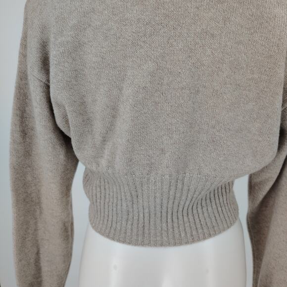 Reformation Hana Cashmere Cropped Cardigan Sweater – Barley Taupe Size Small - Picture 14 of 15